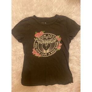 CHASER Bon Jovi You Give Love A Bad Name Tee. Distressed gray. Size XS. Preloved